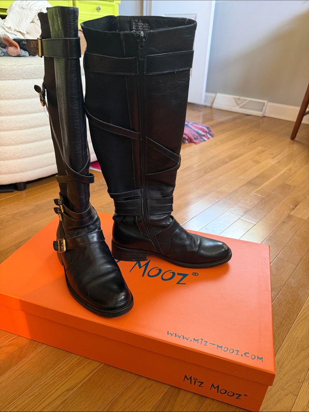 Miz Mooz Kira black Knee high Buckle Riding Boots